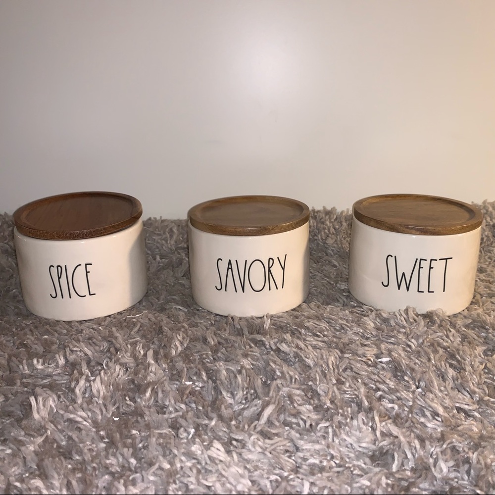 Rae Dunn 3 Piece Sweet, Spice, Savory Canisters
